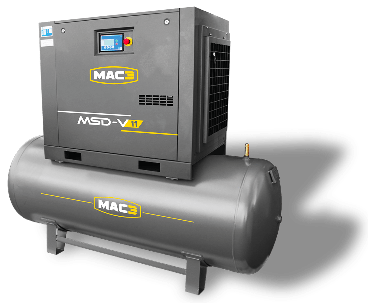 MAC3 compressor mounted on an air receiver tank