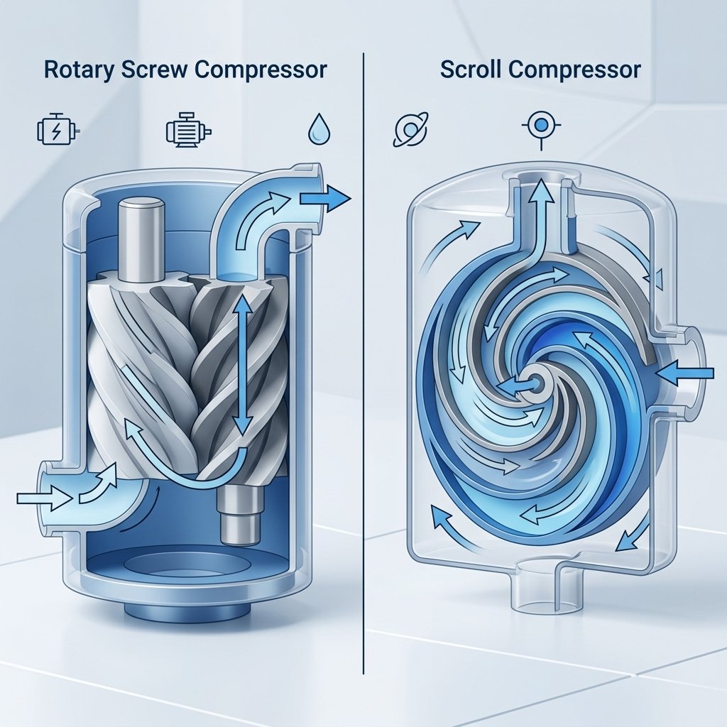 Types of Air Compressors Malaysia - Rotary Screw vs Oil-Free Scroll