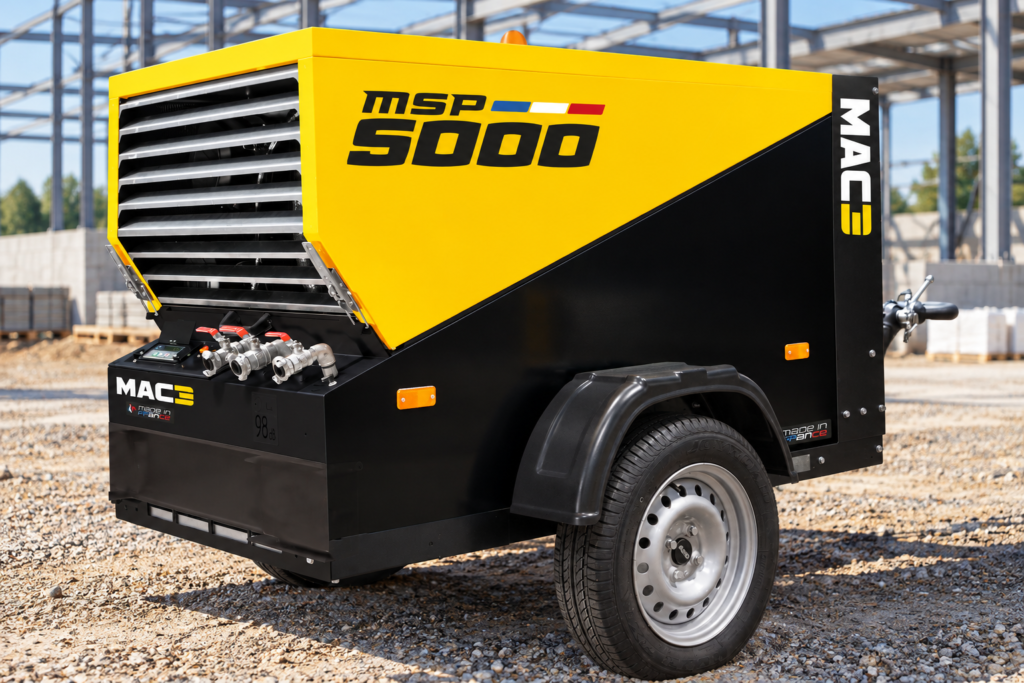 Compressed air for mining Malaysia – MAC3 MSP5000 in an illustrative outdoor worksite setting